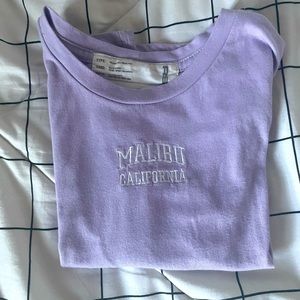 Malibu cali purple cropped t shirt